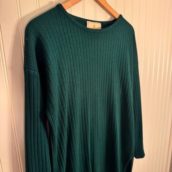 Vintage Express Tricot Womens Ribbed Tunic Large Forest Green Long Sleeve Size M - Picture 2 of 10